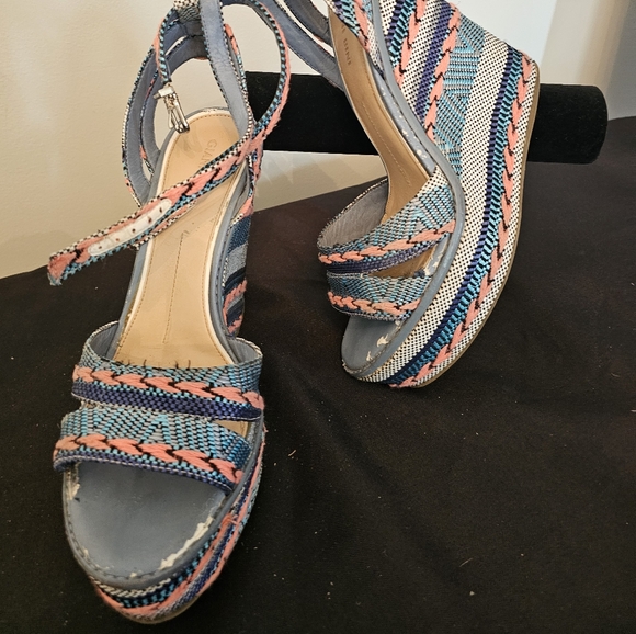 Gianni Bini Blue and Pink Espadrilles with Intricate Straps - Picture 2 of 6